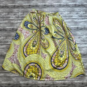 Brand Unknown Women's Paisley Skirt XXL Double Extra Large Yellow Red Blue Satin